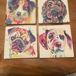 Colorful Dog Coasters Set by Jen Seeley